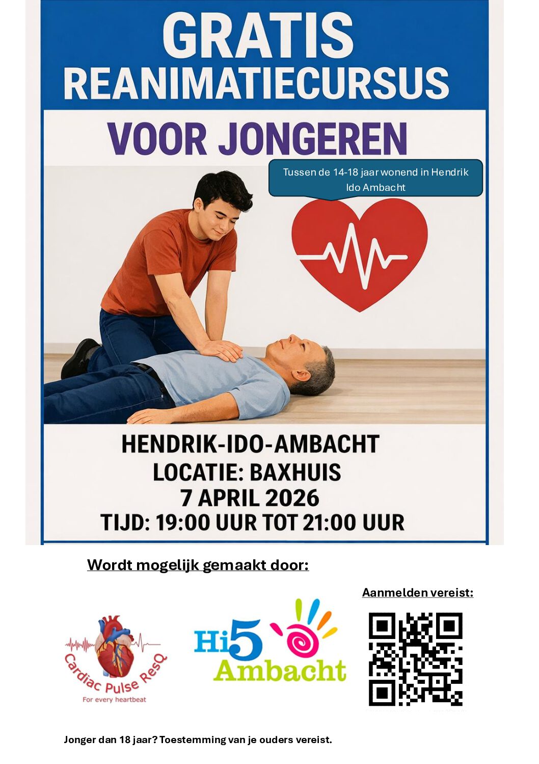 Gratis reanimatiecursus voor jongeren uit Hendrik Ido Ambacht.